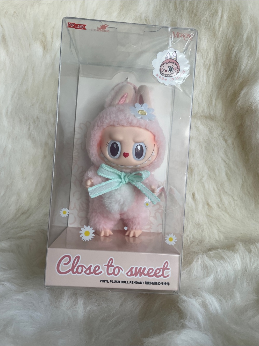 Close to Sweet Plush Pet Toy Pendant - Pink with Mint Bow